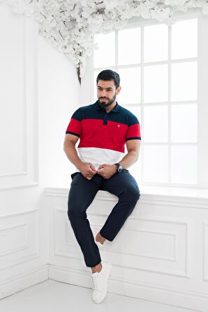 Paul Martin Polo Yaka %100 Pamuk Büyük Parça Desenli Regular Fit T-shirt