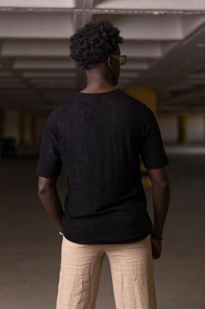 Bisiklet Yaka Havlu Kumaş Yarı Oversize (Hafif Geniş Model) T-shirt