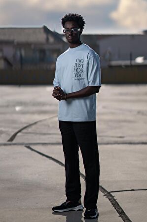 Bisiklet Yaka %100 Pamuklu Baskılı Oversize (Geniş Model) T-shirt