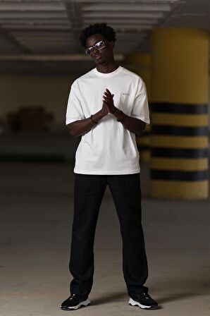 Bisiklet Yaka %100 Pamuklu Arkası Baskılı Oversize (Geniş Model) T-shirt