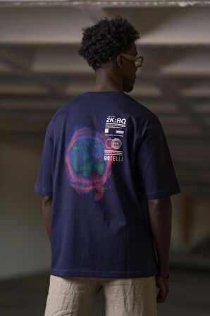 Bisiklet Yaka %100 Pamuklu Arkası Baskılı Oversize (Geniş Model) T-shirt