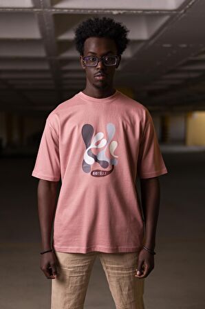 Bisiklet Yaka %100 Pamuklu Önü Baskılı Oversize (Geniş Model) T-shirt