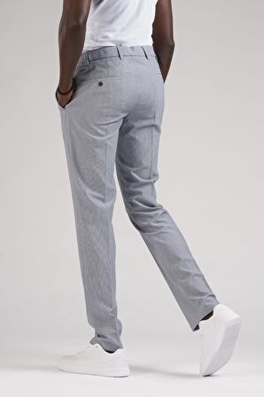 Ecer Slimfit Beli Yarım Lastikli Ve İplikli İnce Çizgili Yazlık Jogger Pantolon
