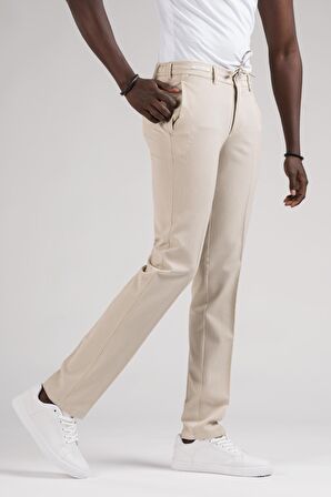 Ecer Slimfit Beli Yarım Lastikli Ve İplikli İnce Çizgili Yazlık Jogger Pantolon
