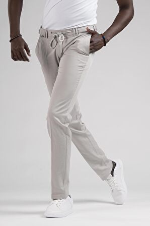 Ecer Slimfit Beli Yarım Lastikli Ve İplikli Gofre Kumaş Yazlık Jogger Pantolon