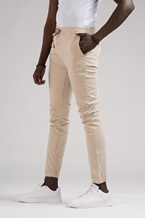 FBI Jeans Dar Ve Lastikli Paça Beli İplikli Kanvas Kumaş Slimfit Jogger Pantolon