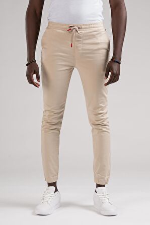 FBI Jeans Dar Ve Lastikli Paça Beli İplikli Kanvas Kumaş Slimfit Jogger Pantolon