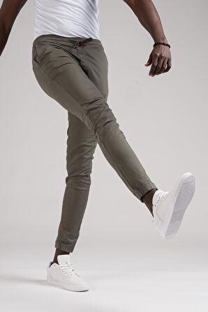 FBI Jeans Dar Ve Lastikli Paça Beli İplikli Kanvas Kumaş Slimfit Jogger Pantolon