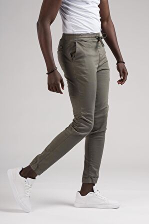 FBI Jeans Dar Ve Lastikli Paça Beli İplikli Kanvas Kumaş Slimfit Jogger Pantolon