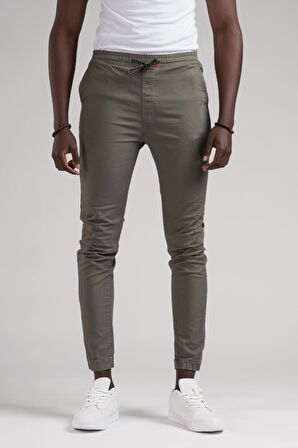 FBI Jeans Dar Ve Lastikli Paça Beli İplikli Kanvas Kumaş Slimfit Jogger Pantolon