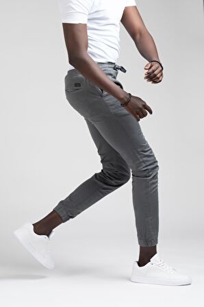 FBI Jeans Dar Ve Lastikli Paça Beli İplikli Kanvas Kumaş Slimfit Jogger Pantolon