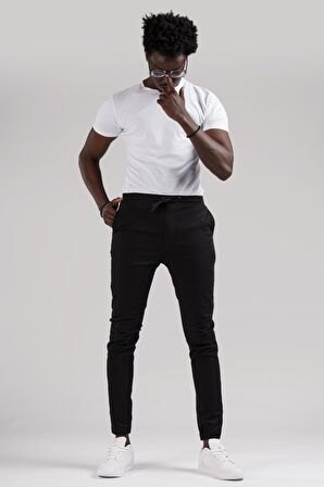 FBI Jeans Dar Ve Lastikli Paça Beli İplikli Kanvas Kumaş Slimfit Jogger Pantolon