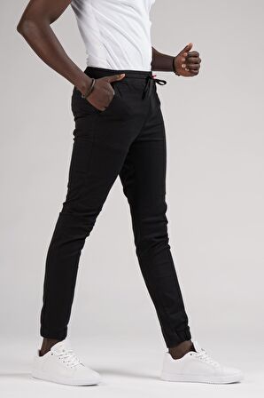 FBI Jeans Dar Ve Lastikli Paça Beli İplikli Kanvas Kumaş Slimfit Jogger Pantolon