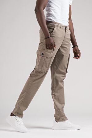 FBI Jeans Mevsimlik Kanvas Kumaş Regular Fit Boru Paça Kargo Pantolon