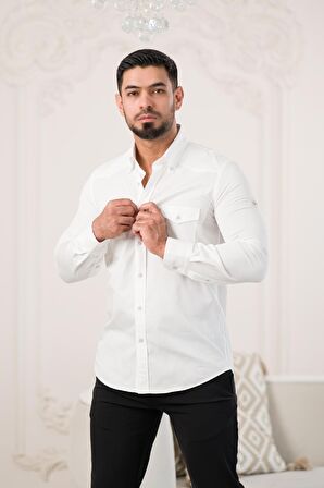Paul Martin Çift Kapak Cepli Pamuklu Slimfit Gömlek
