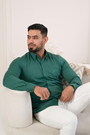 Paul Martin Slimfit Likralı Yaka Düğmeli Pamuklu Yazlık Uzun Kol Erkek Gömlek