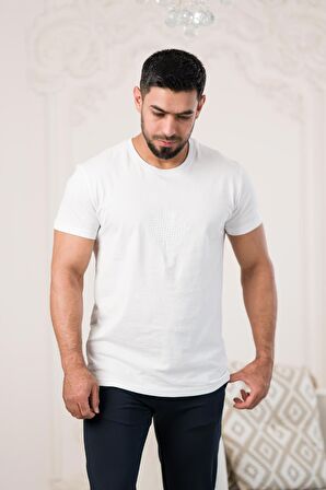 Paul Martin Bisiklet Yaka Önü Baskılı Pamuklu Basic Regular Fit T-shirt