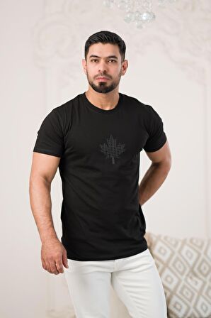 Paul Martin Bisiklet Yaka Önü Baskılı Pamuklu Basic Regular Fit T-shirt