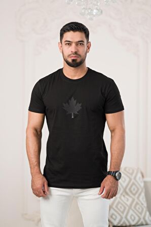 Paul Martin Bisiklet Yaka Önü Baskılı Pamuklu Basic Regular Fit T-shirt