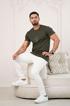 Paul Martin Bisiklet Yaka Önü Baskılı Pamuklu Basic Regular Fit T-shirt