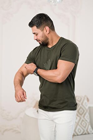 Paul Martin Bisiklet Yaka Önü Baskılı Pamuklu Basic Regular Fit T-shirt