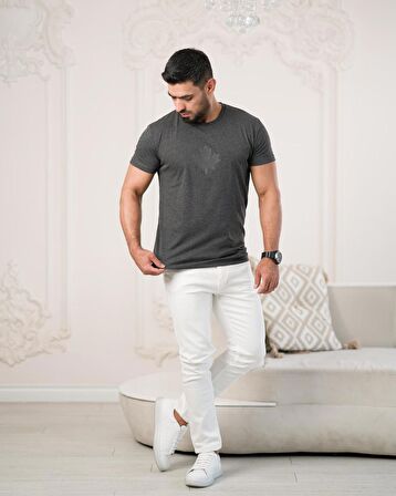 Paul Martin Bisiklet Yaka Önü Baskılı Pamuklu Basic Regular Fit T-shirt