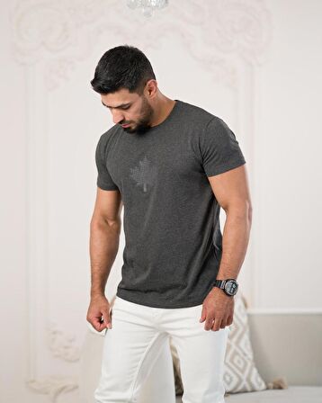 Paul Martin Bisiklet Yaka Önü Baskılı Pamuklu Basic Regular Fit T-shirt