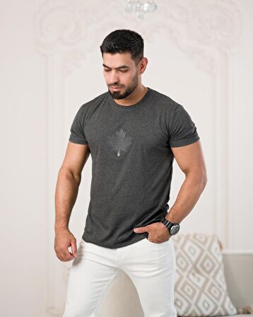 Paul Martin Bisiklet Yaka Önü Baskılı Pamuklu Basic Regular Fit T-shirt