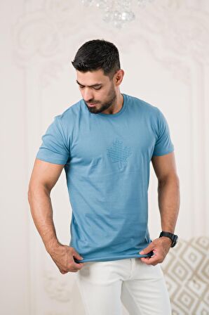 Paul Martin Bisiklet Yaka Önü Baskılı Pamuklu Basic Regular Fit T-shirt