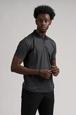 Regular Fit Yakalı Ve Cepli Desenli Erkek Klasik T-shirt