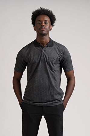 Regular Fit Yakalı Ve Cepli Desenli Erkek Klasik T-shirt