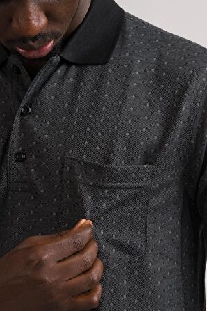 Regular Fit Yakalı Ve Cepli Desenli Erkek Klasik T-shirt