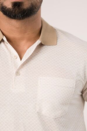 Regular Fit Yakalı Ve Cepli Desenli Erkek Klasik T-shirt