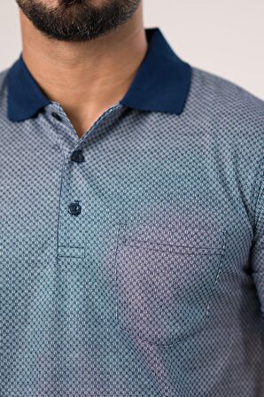 Regular Fit Yakalı Ve Cepli Desenli Erkek Klasik T-shirt