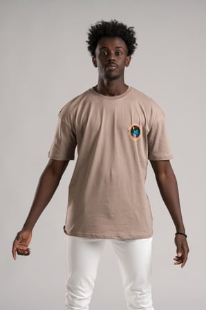 FBI Yarım Oversize (Hafif Bol Kesim) Arkası Baskılı Pamuklu T-shirt