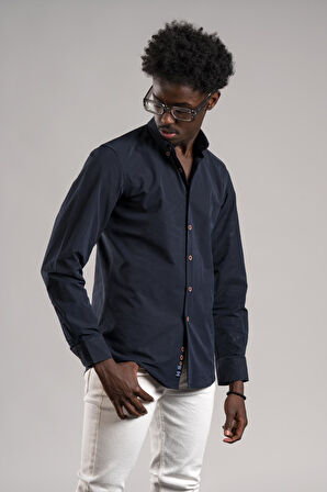 Dorss Yaka Düğmeli Gofre İnce Fitilli Pamuklu Yazlık Slimfit Gömlek