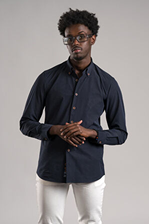 Dorss Yaka Düğmeli Gofre İnce Fitilli Pamuklu Yazlık Slimfit Gömlek