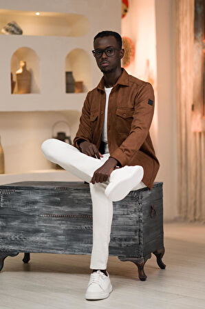 Advante Regular Fit Likralı Çift Cepli Pamuklu Astarsız Kadife Gömlek