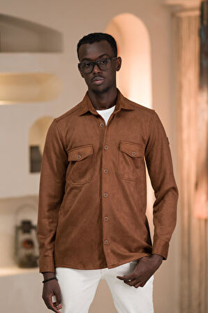 Advante Regular Fit Likralı Çift Cepli Pamuklu Astarsız Kadife Gömlek