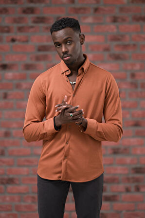 Advante İnce Fitilli Full Likralı Yaka Düğmeli Mevsimlik Slimfit Gömlek