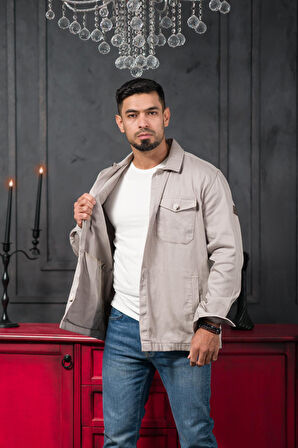 Advante Rahat Kalıp Kapak ve Yan Cepli Astarsız Kanvas Baharlık Gömlek