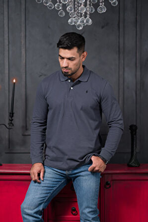 San&Fa Regular Fit Polo Yaka Uzun Kol Pamuklu Baharlık Sweatshirt