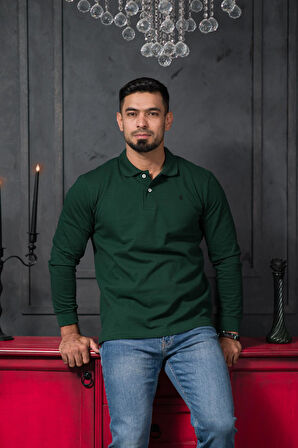 San&Fa Regular Fit Polo Yaka Uzun Kol Pamuklu Baharlık Sweatshirt
