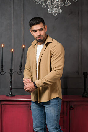 Likralı Fitilli Pamuklu Kışlık Kumaş Regular Fit Gömlek 