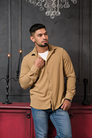 Likralı Fitilli Pamuklu Kışlık Kumaş Regular Fit Gömlek 