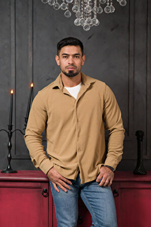 Likralı Fitilli Pamuklu Kışlık Kumaş Regular Fit Gömlek 