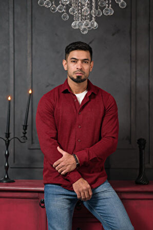 Likralı Petek Desenli Kışlık Kumaş Regular Fit Gömlek 