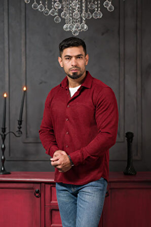 Likralı Petek Desenli Kışlık Kumaş Regular Fit Gömlek 