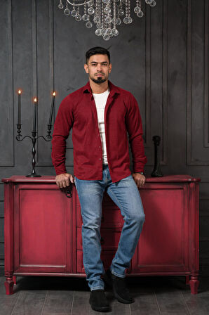 Likralı Petek Desenli Kışlık Kumaş Regular Fit Gömlek 