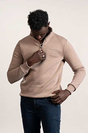 FBI Fermuarlı Dik Yaka 3 İplik İçi Şardonlu Slimfit Sweatshirt